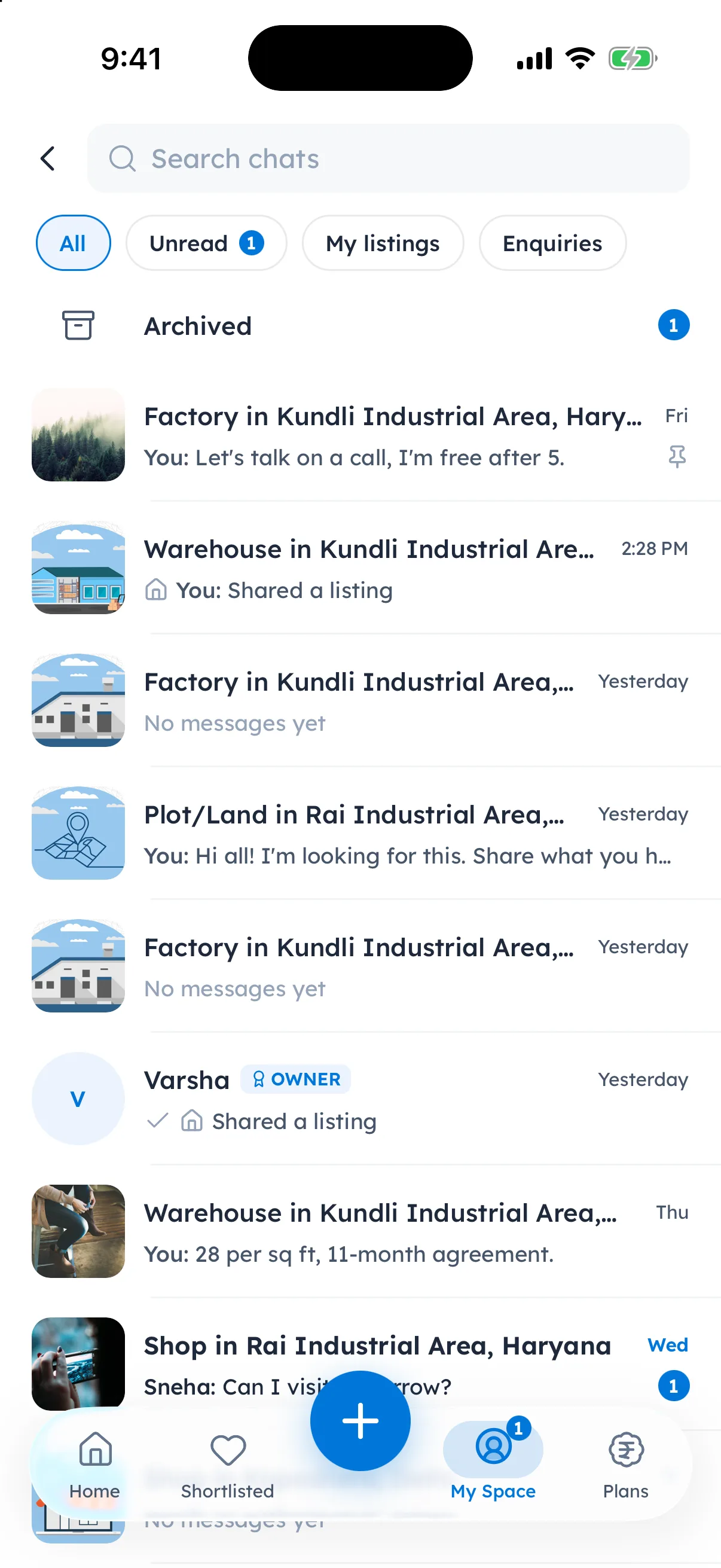 CLinqUp chats: deal rooms for a factory, warehouse and shop with new messages